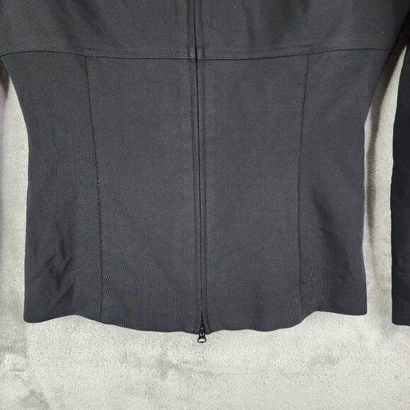 Womens Black Cache Fitted Jacket Full Zip Round Neck Long Sleeve Size 4 - Picture 3 of 11